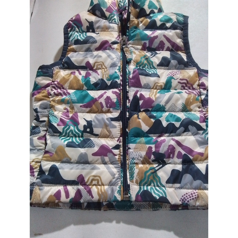 Amazon Essentials Toddler 2T Packable Puffer Vest Mountain Print Full Zip Navy‎